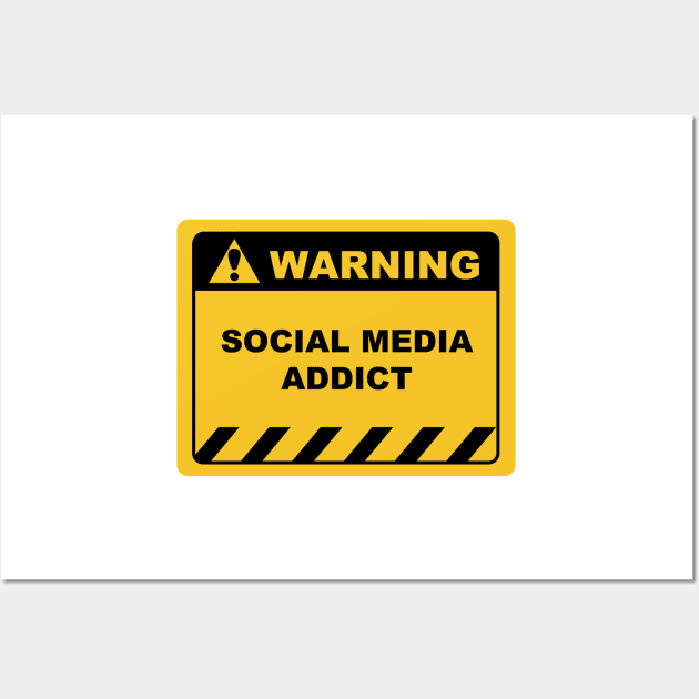 Funny Human Warning Label / Sign SOCIAL MEDIA ADDICT Sayings Sarcasm Humor Quotes Wall Art by ColorMeHappy123